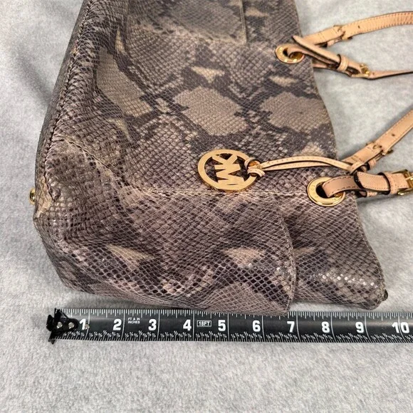 Michael Kors Jet Set Python Embossed LeatherTote Shoulder Bag - Picture 14 of 15
